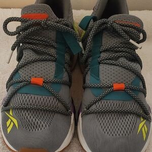 Reebok Kids Gray and Teal Sneakers with Orange Accents
